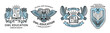 Owl vector emblem, illustration, logo set  for education, schools, universities  in linear style