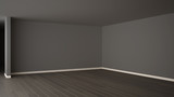 Fototapeta Perspektywa 3d - Empty room interior design, open space, parquet wooden floor, modern contemporary architecture