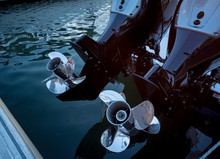 Engine. Speed Boat Engine With Propeller Details