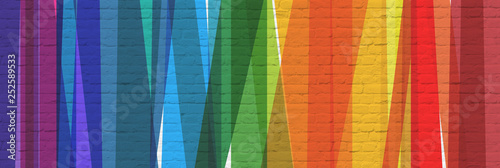 Mur avec bandes de couleur
