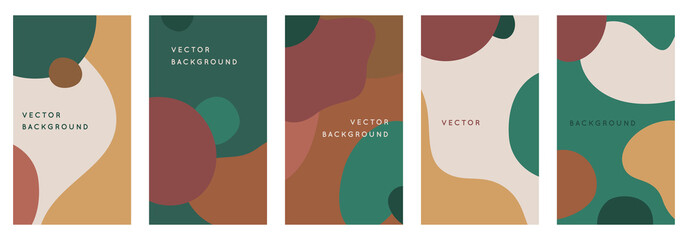 Aufkleber - Vector set of abstract creative backgrounds in minimal trendy style with copy space for text - design templates for social media stories and bloggers - simple, stylish and minimal designs for invitati