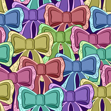 Seamless Pattern With Colorful Bows, Abstract Tile Background. Vector