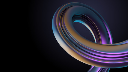 Fototapete - 3d render abstract modern background with twisted element. Reflective extruded element with high roughness.