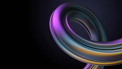 Fototapete - 3d render colorful abstract modern background with twisted element. Reflective extruded element with high roughness. Loopable animation.