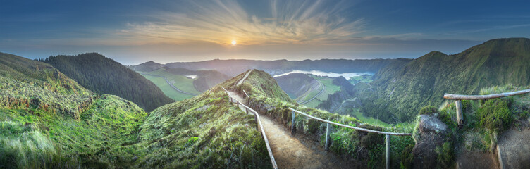 Mountain landscape Ponta Delgada island, Azores Portugal