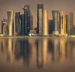 Wall Mural - The skyline of West Bay and Doha City, Qatar