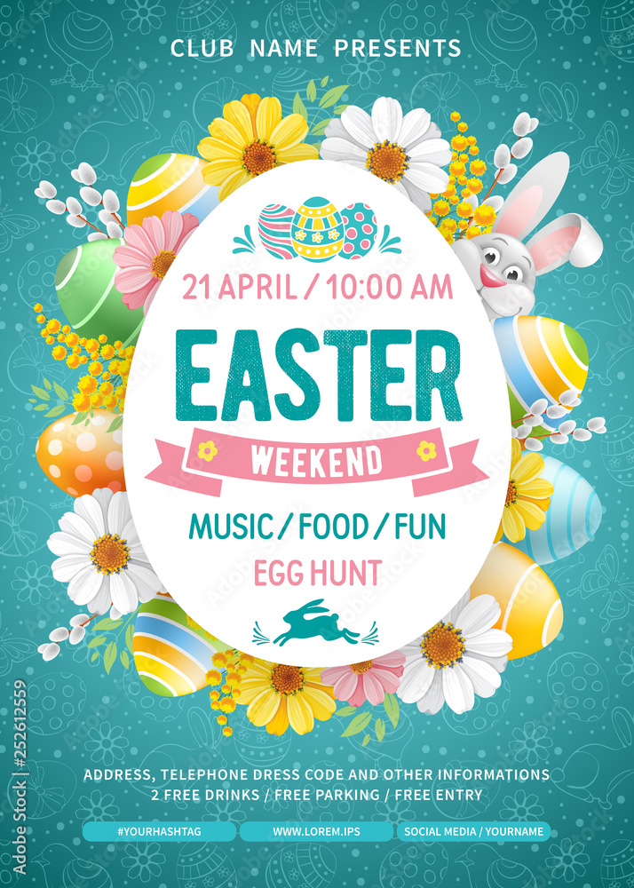 Easter Weekend Programme Design Easter Weekend Party Flyer Template Stock Vector | Adobe Stock