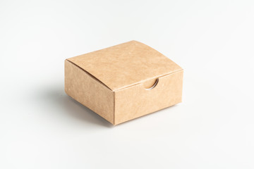 Kraft cardboard box on a white background, moke up