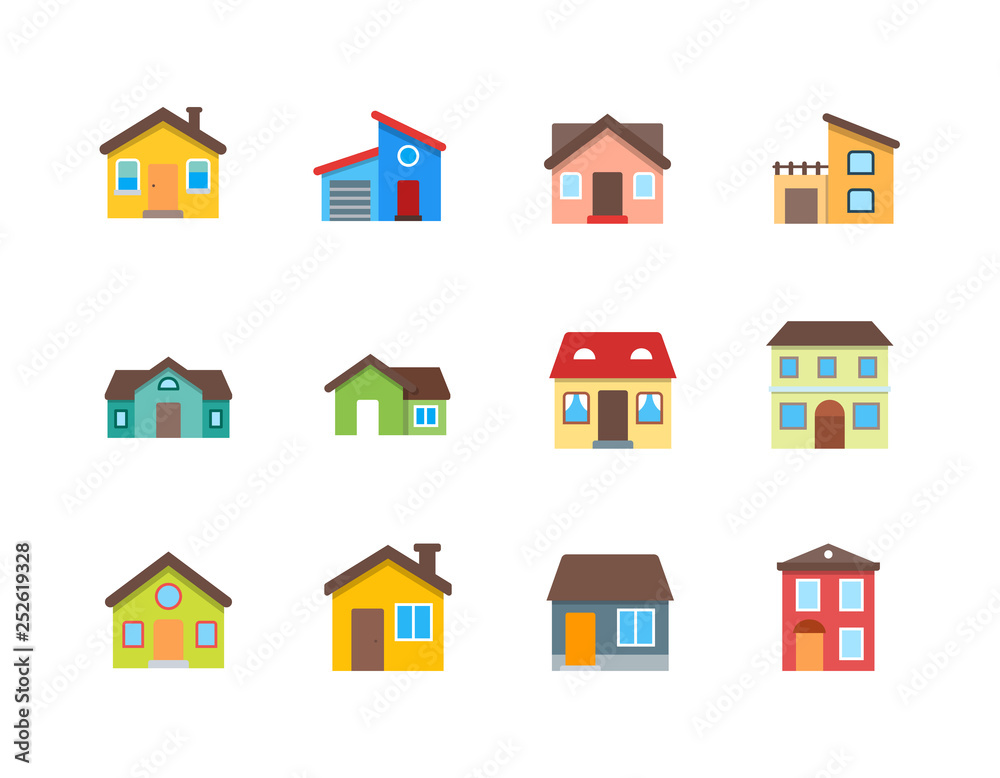 House vector flat illustration / Home flat icon set. - obrazy, fototapety, plakaty 