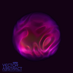 Poster - Vector abstract sphere of particles, points array. Futuristic vector illustration. Technology digital splash or explosion of data points. Spherical waveform. Cyber UI or HUD element.