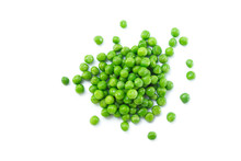 Green Peas On White Background.