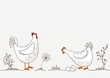Card with two funny cartoon chickens