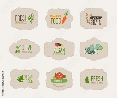 Natural Label And Fresh Organic Banner Agriculture Mark Logo Farm