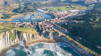 Wall Mural - aerial view of basque country coastline at zumaia