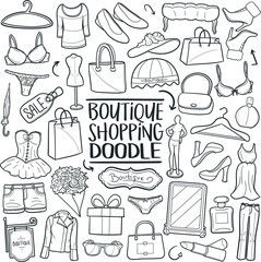 Sticker - Boutique Shopping Traditional Doodle Icons Sketch Hand Made Design Vector