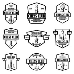 Wall Mural - Set of chess club emblems. Design element for logo, label, sign, poster, card.