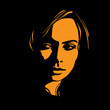 Woman face in contrast light. Vector. Illustration.