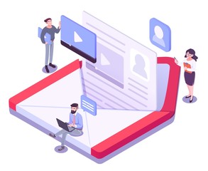 Poster - email marketing concept - modern colorful isometric vector illustration