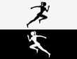Running woman vector symbol, sport and competition concept background. Vector illustration