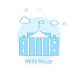 © Ivan Burchak - White House, Washington DC Flat Vector Illustration, Icon. Light Blue Monochrome Design. Editable Stroke
