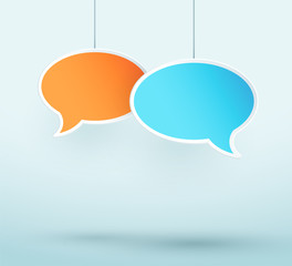 Poster - 2 Speech Bubbles Hanging On Strings Colorful 3d Vector