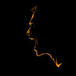Portrait of screaming man . Silhouette in contrast backlight. Vector.