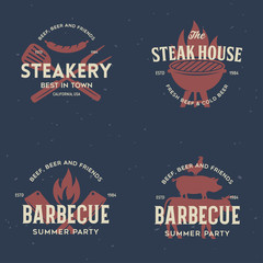 Wall Mural - Steak House, barbecue, bbq party, restaurant logo templates. Collection elements for grill menu design.