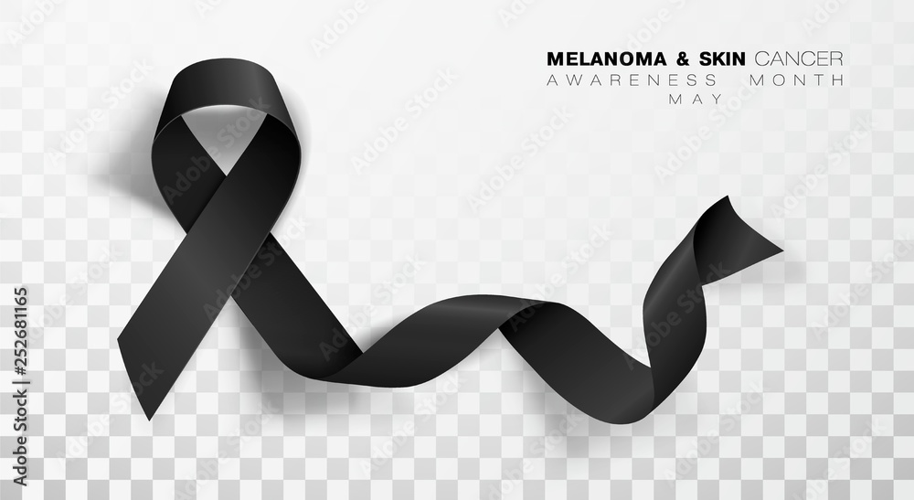 Melanoma and Skin Cancer Awareness Month. Black Color Ribbon Isolated ...
