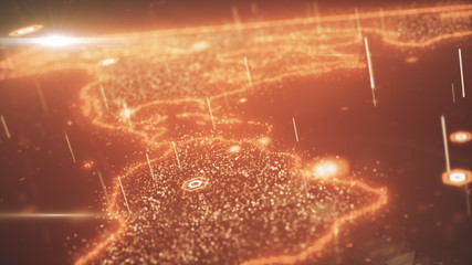 Wall Mural - Global world map business concept of communication and information transfer in the world 3d illustration