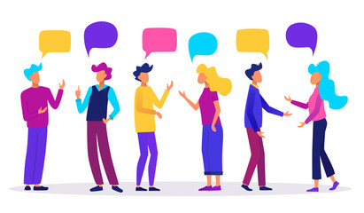 People with speech bubbles. People chatting. Communication concept vector illustration.