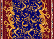 Marine baroque pattern with golden chains, fishes and ships. Vector seamless patch for scarfs, print, fabric.