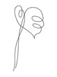 Monstera leaf continuous line drawing. One line . Hand-drawn minimalist illustration, vector.