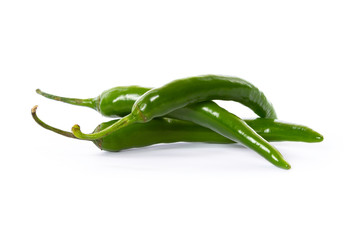 green chili peppers isolated on white background