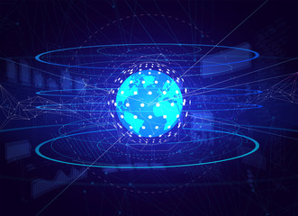 Poster - Three-dimensional interface technology, science fiction scene. Hud interface. Futuristic earth global background 
