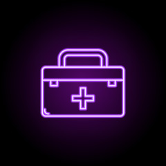 Sticker - first aid kit line icon. Elements of Medicine in neon style icons. Simple icon for websites, web design, mobile app, info graphics