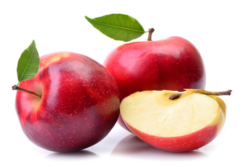 Sticker - Red apples on white background