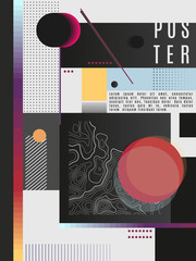 Poster - Flyer template with abstract background. Graphic illustration with geometric pattern.