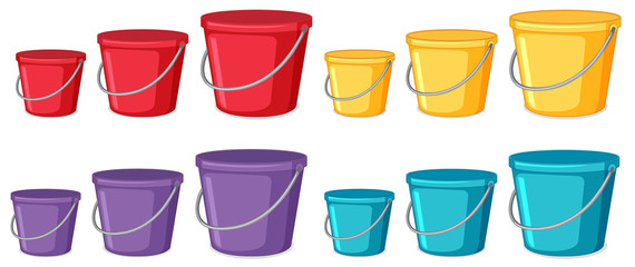 Wall Mural - Set of different coloured buckets