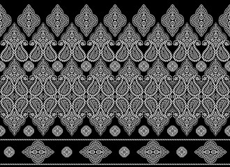 Wall Mural - Seamless black and white traditional indian border