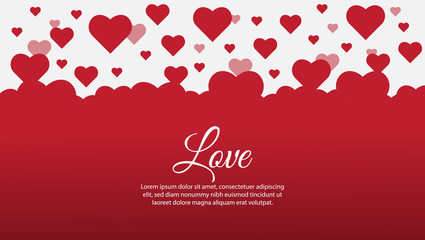 Valentine's Day Simple background design with lots of flying hearts and 