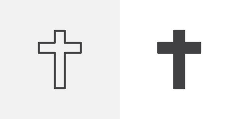 religion cross icon. line and glyph version, outline and filled vector sign. holy cross linear and f
