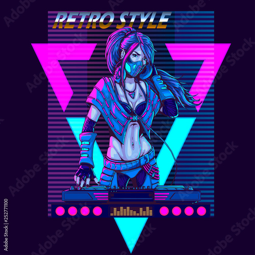 Dj Woman In Futuristic Synth Retro Wave Style 80s Poster Illustration Buy This Stock Vector And Explore Similar Vectors At Adobe Stock Adobe Stock dj woman in futuristic synth retro wave