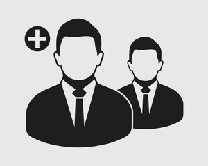 Fototapete - Increase or Add users Icon. Male symbol on gray background. Flat style vector EPS.