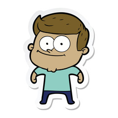 sticker of a cartoon happy man