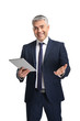 © Pixel-Shot - Handsome mature businessman with tablet computer on white background