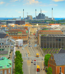 Wall Mural - Aerial Copenhagen industrial factory road