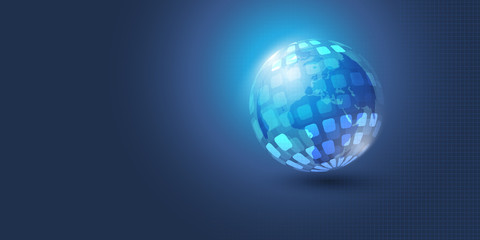 Poster - Abstract Futuristic Bright Spotted Earth Globe Design Layout on Dark Background 
