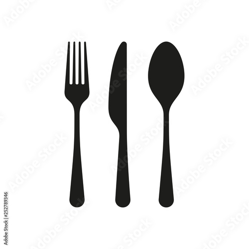 Fotomural Spoon, knife, fork silhouettes icons.