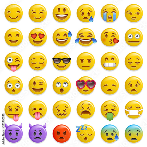 Fotografía smiley emoticon glossy vector set