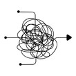 Confused process, chaos line symbol. Finding a way out, teamwork or brainstorming vector concept. Chaos confusion business complicated, chaotic confused illustration
